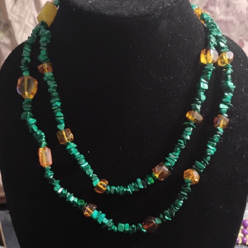 Jay King Malachite And Amber Necklace